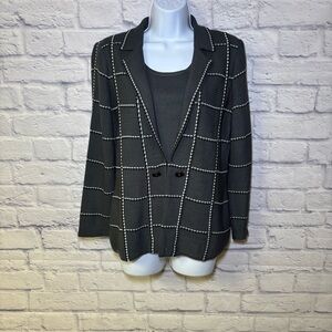 Ming Wang Womens Gray Black 2 Pc  Jacket & Tank Top S, XS Business Career